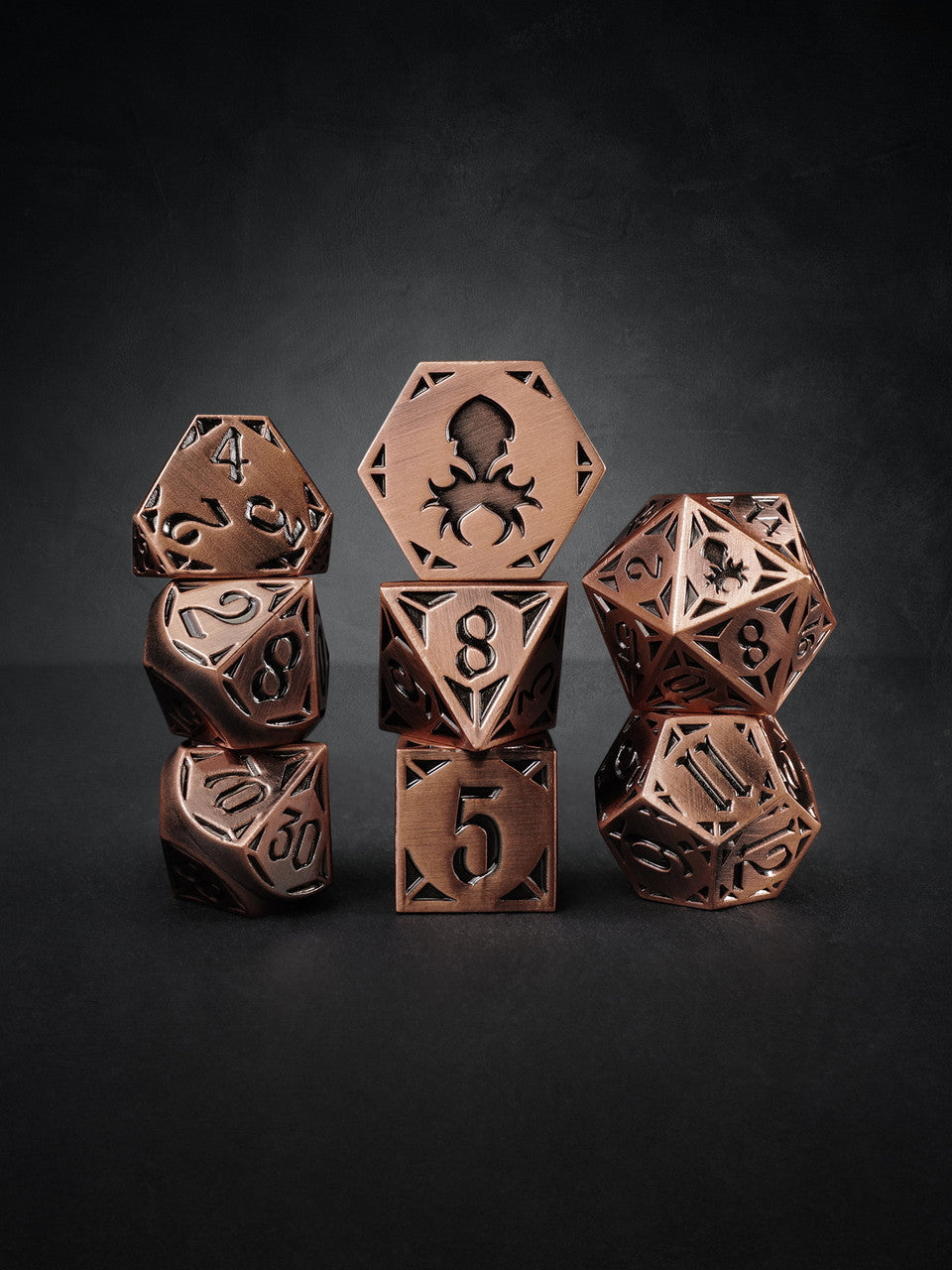 Fullmetal Gothik Copper 8pc TTRPG Dice Set